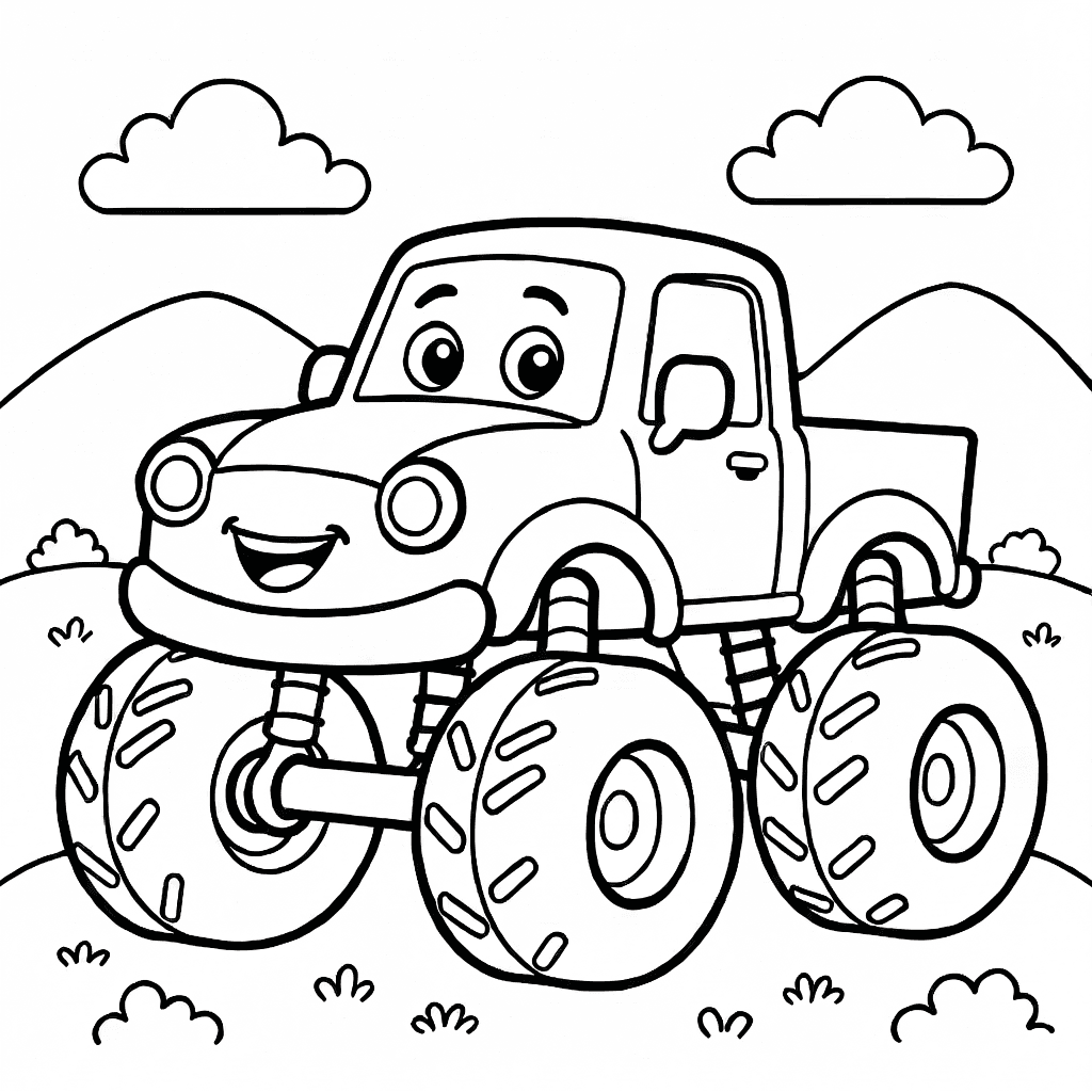 A big monster truck with huge wheels ready to drive