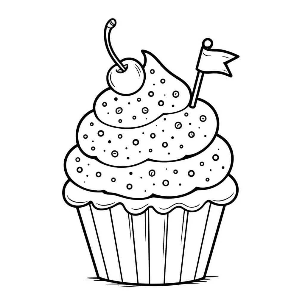 A cupcake with sprinkles and a cherry on top